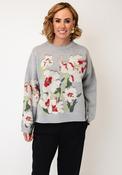 TOPSHOP Karina Floral Jacquard Knit Jumper, Grey image