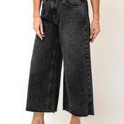 TOPSHOP Vera High Waisted Cropped Jeans, Black Denim Washed image