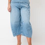 TOPSHOP Bella High Waisted Cropped Barrel Leg Jeans, Light Blue image