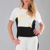 Tricotto Graphic Colour Block Top, White &amp; Black