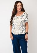 Tricotto Geometric Print with Rhinestone Detail T-Shirt, White Multi image