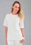 Tricotto Pearl Detail Short Sleeve T-Shirt, White image