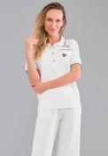 Tricotto Heart Sequin Short Sleeve Polo Top, White image