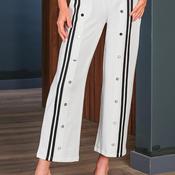 Tricotto Stud Striped Wide Leg Jogger, White