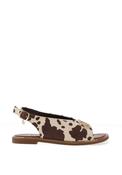 Una Healy Blank Space Cow Print Sling Back Court Heels, Cream &amp; Brown image