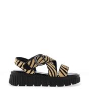 Una Healy Ranson Zebra Printed Criss Cross Platform Sandals, Black image