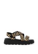 Una Healy Ranson Zebra Printed Criss Cross Platform Sandals, Black image