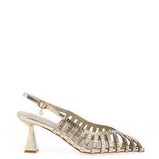 Una Healy Cold Heart Rhinestone Detailed Caged Heels, Gold