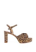 Unisa Onoa Leather Twist Strap Platform Heeled Sandals, Leopard Print image