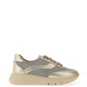 Unisa Edy Leather Metallic Gold Mesh Trainers, Gold image