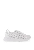 Unisa Emiro Leather Perforated Laced Trainers, White image