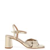 Unisa Medway Metallic Leather Criss Cross Knot Block Heeled Shoes, Gold image