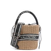 Valentino Boho Woven Convertible Bucket Bag, Black