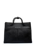 Valentino Alexia Faux Fur Detail Satchel Bag, Black image