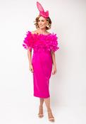 Veni Infantino Midi Dress And Feathered Cape, Pink image