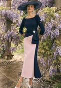 Veni Infantino Bow Detail Fit and Flare Dress, Navy and Pink image