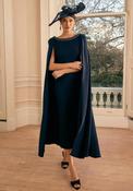 Veni Infantino Embellished Neck Cape Detail Dress, Navy image