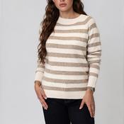 Vero Moda Doffy Striped Knitted Round Neck Jumper, Beige and Cream image