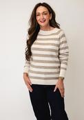 Vero Moda Doffy Striped Knitted Round Neck Jumper, Beige and Cream image