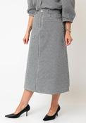 Vero Moda Zina Gingham Denim Midi Skirt, Black and White image