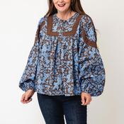 Vero Moda Charlotte Patterned Blouse, Blue and Brown