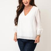 Vero Moda Leslie Emboridered V Neck Blouse, White image