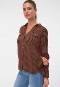 Vero Moda Doffy Striped with Chest Pocket Blouse, Brown and Beige image
