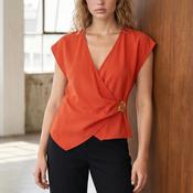 Vero Moda Julieta Low V-Neckline with Gold Detail Top, Orange image