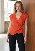 Vero Moda Julieta Low V-Neckline with Gold Detail Top, Orange image