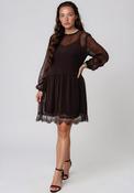 TOPSHOP Lalie Lace Detail Mini Dress, Brown image
