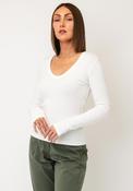 Vero Moda Chloe Ribbed V Neck Top, White image