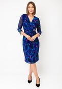 Via Veneto Mesh Diamante Buckle Dress, Blue Multi image