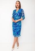 Via Veneto Mesh Abstract Print Midi Dress, Blue image