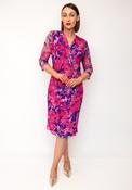 Via Veneto Mesh Abstract Print Midi Dress, Pink image
