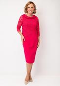 Via Venteto Crochet Overlay Pencil Midi Dress, Pink image