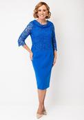 Via Venteto Crochet Overlay Pencil Midi Dress, Royal Blue image