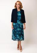 Via Veneto Green Abstract A-Line Dress &amp; Bolero Set, Green image