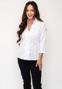Via Veneto Leaf Embroidery Print Button Up Jacket, White