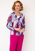Via Vento Cowl Neck with Rhinestone Detail Blouse, Blue Multi image