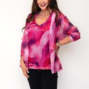 Via Veneto Abstract Print Jacket and Top Twinset, Pink