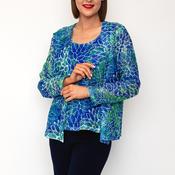Via Veneto Abstract Print Jacket and Top Twinset, Blue