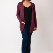 Vila Ril Long Open Knit Cardigan, Wine