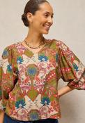 White Stuff Matilda Floral Print Blouse, Green Multi image