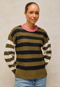 White Stuff Bea Button Collar Striped Jumper, Green Multi image