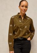 White Stuff Animal Embroidered Detail Shirt, Green image