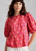 White Stuff Natalie Geoetric Print Blouse, Pink Multi image