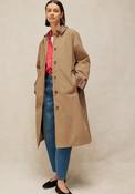 White Stuff Long with Checked Detail Trench Coat, Beige Multi image