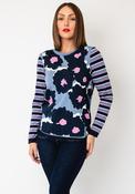 White Stuff Clara Abstract and Stripe Print Top, Blue Multi image