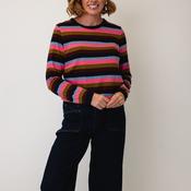 White Stuff Clara Cotton Striped Long Sleeve Top, Navy Multi
