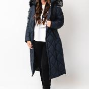 Danwear Windfield Quilted Hooded Long Coat, Navy